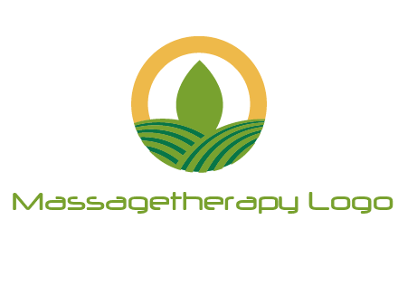 abstract tree and fields in circle logo