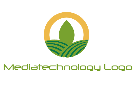 abstract tree and fields in circle logo