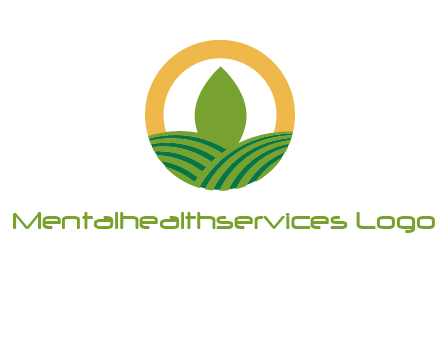 abstract tree and fields in circle logo