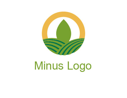 abstract tree and fields in circle logo
