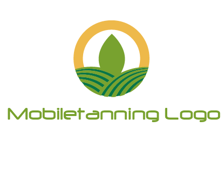 abstract tree and fields in circle logo