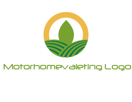 abstract tree and fields in circle logo