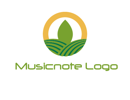 abstract tree and fields in circle logo