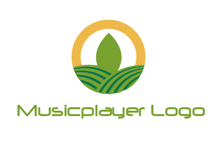 abstract tree and fields in circle logo
