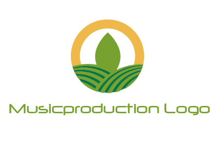 abstract tree and fields in circle logo