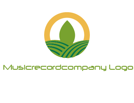 abstract tree and fields in circle logo