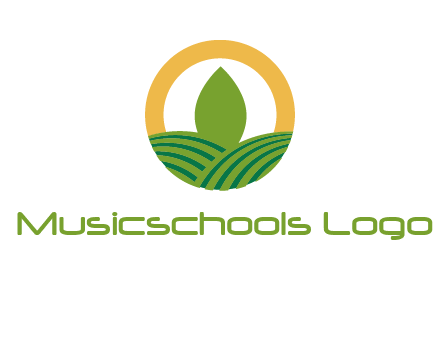abstract tree and fields in circle logo