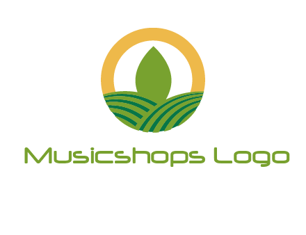 abstract tree and fields in circle logo