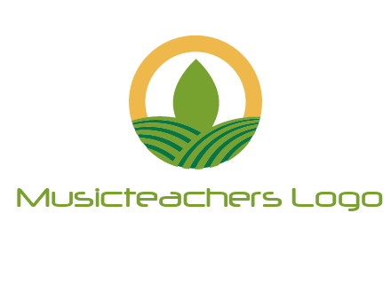 abstract tree and fields in circle logo