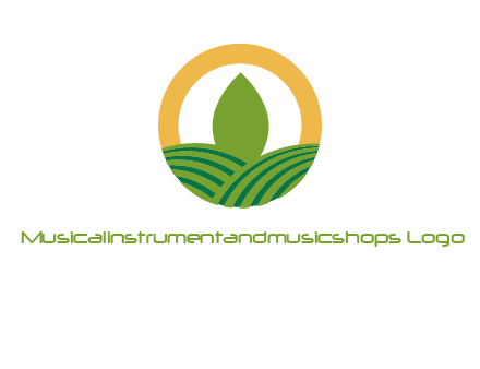 abstract tree and fields in circle logo