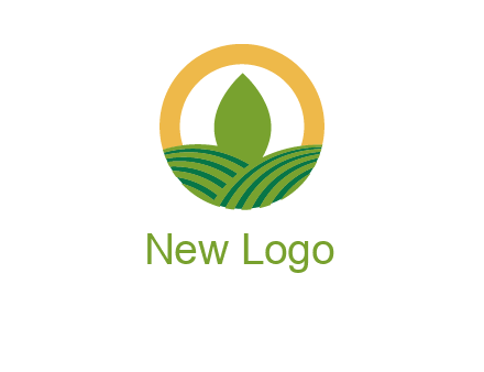 abstract tree and fields in circle logo