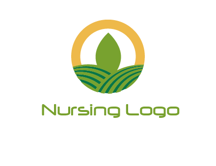 abstract tree and fields in circle logo