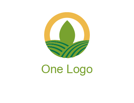 abstract tree and fields in circle logo