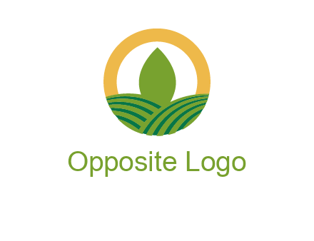 abstract tree and fields in circle logo