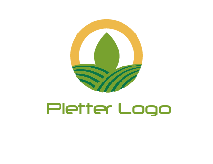 abstract tree and fields in circle logo
