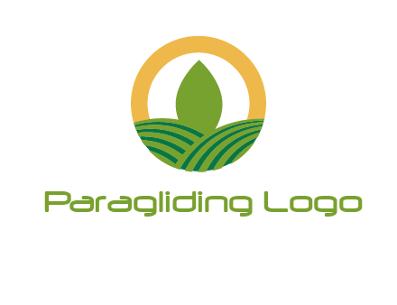 abstract tree and fields in circle logo