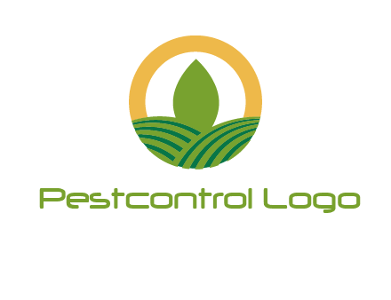 abstract tree and fields in circle logo