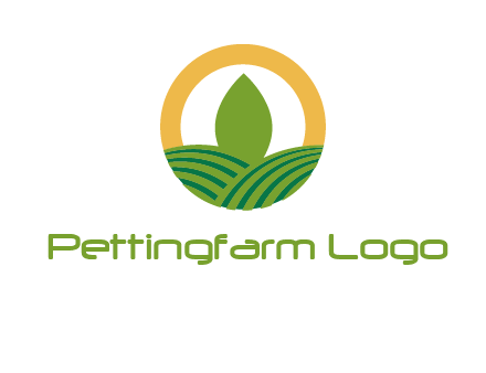 abstract tree and fields in circle logo
