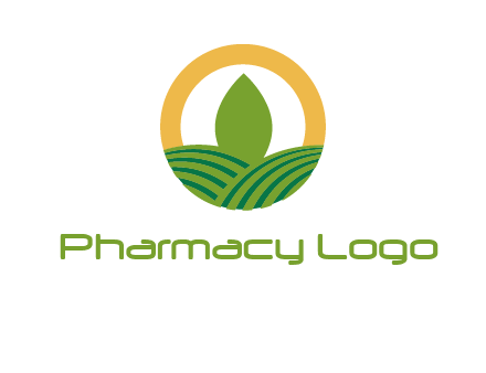 abstract tree and fields in circle logo