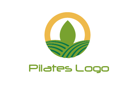 abstract tree and fields in circle logo