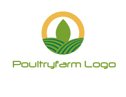 abstract tree and fields in circle logo