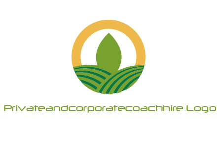 abstract tree and fields in circle logo