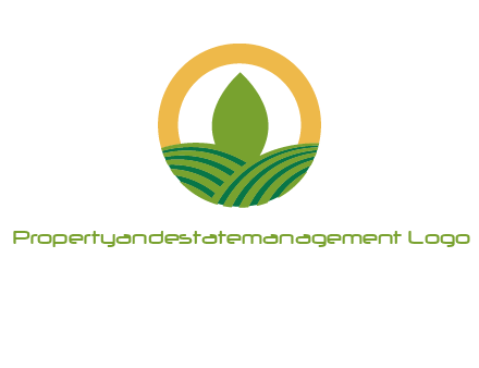 abstract tree and fields in circle logo