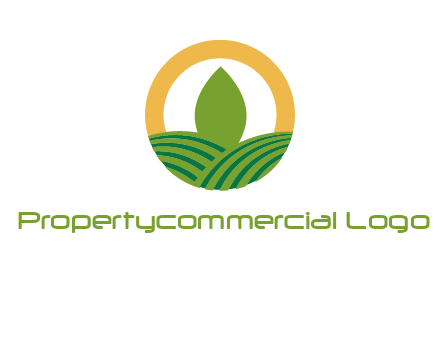 abstract tree and fields in circle logo