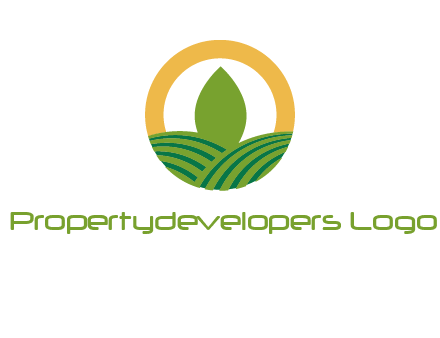 abstract tree and fields in circle logo