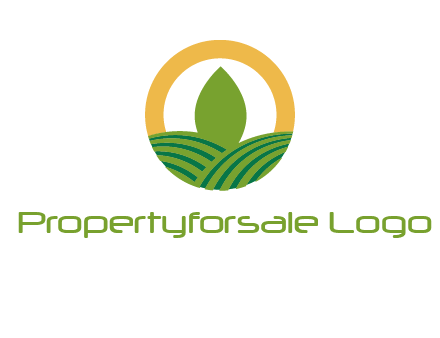 abstract tree and fields in circle logo