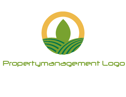 abstract tree and fields in circle logo