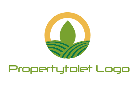 abstract tree and fields in circle logo
