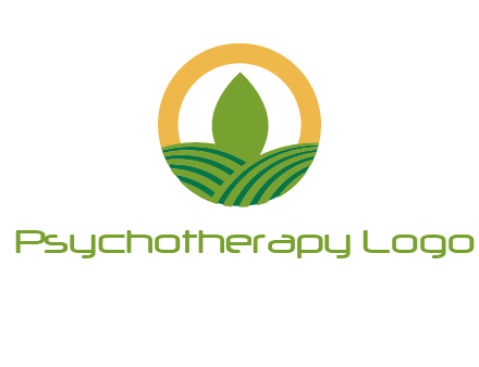 abstract tree and fields in circle logo
