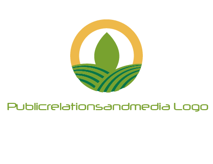 abstract tree and fields in circle logo
