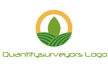 abstract tree and fields in circle logo