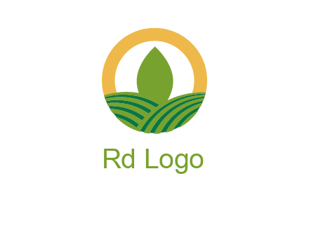 abstract tree and fields in circle logo