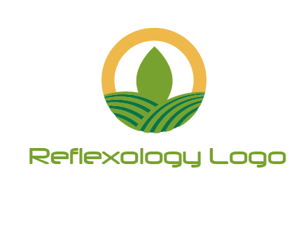 abstract tree and fields in circle logo