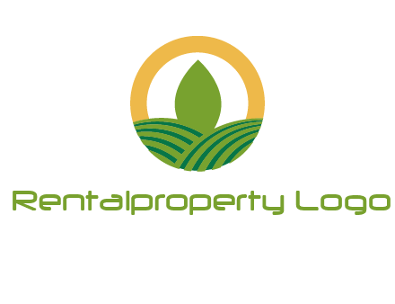 abstract tree and fields in circle logo