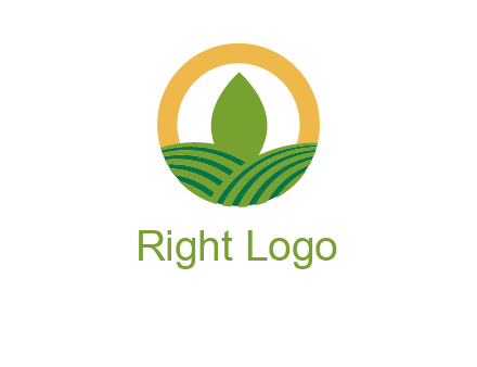 abstract tree and fields in circle logo