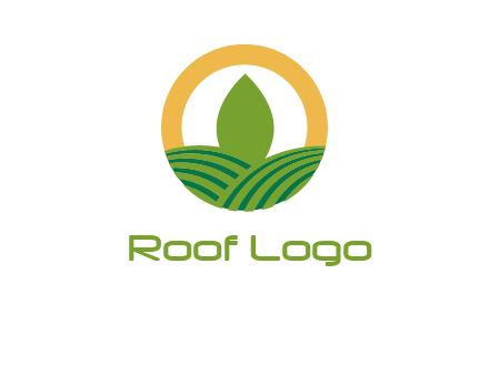 abstract tree and fields in circle logo