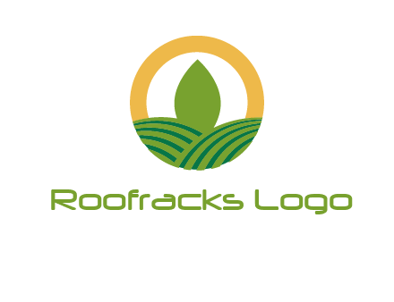 abstract tree and fields in circle logo