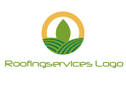 abstract tree and fields in circle logo