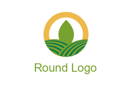 abstract tree and fields in circle logo