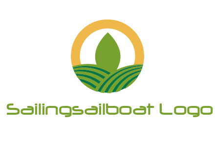abstract tree and fields in circle logo