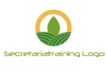 abstract tree and fields in circle logo