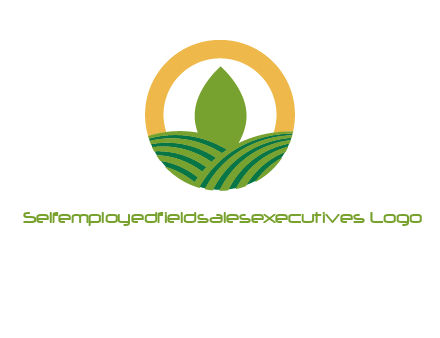 abstract tree and fields in circle logo