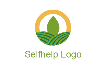 abstract tree and fields in circle logo