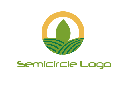 abstract tree and fields in circle logo