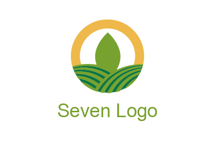 abstract tree and fields in circle logo