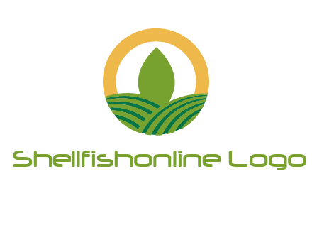 abstract tree and fields in circle logo
